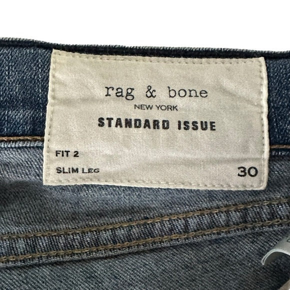 RAG & BONE STANDARD ISSUE FIT 2 SLIM LEG DISTRESSED IN CLN LUDLOW WASH SIZE 30 - Picture 9 of 14